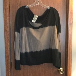 Free People Black/Brown Tie Dye/Dip Dye Boxy Crop